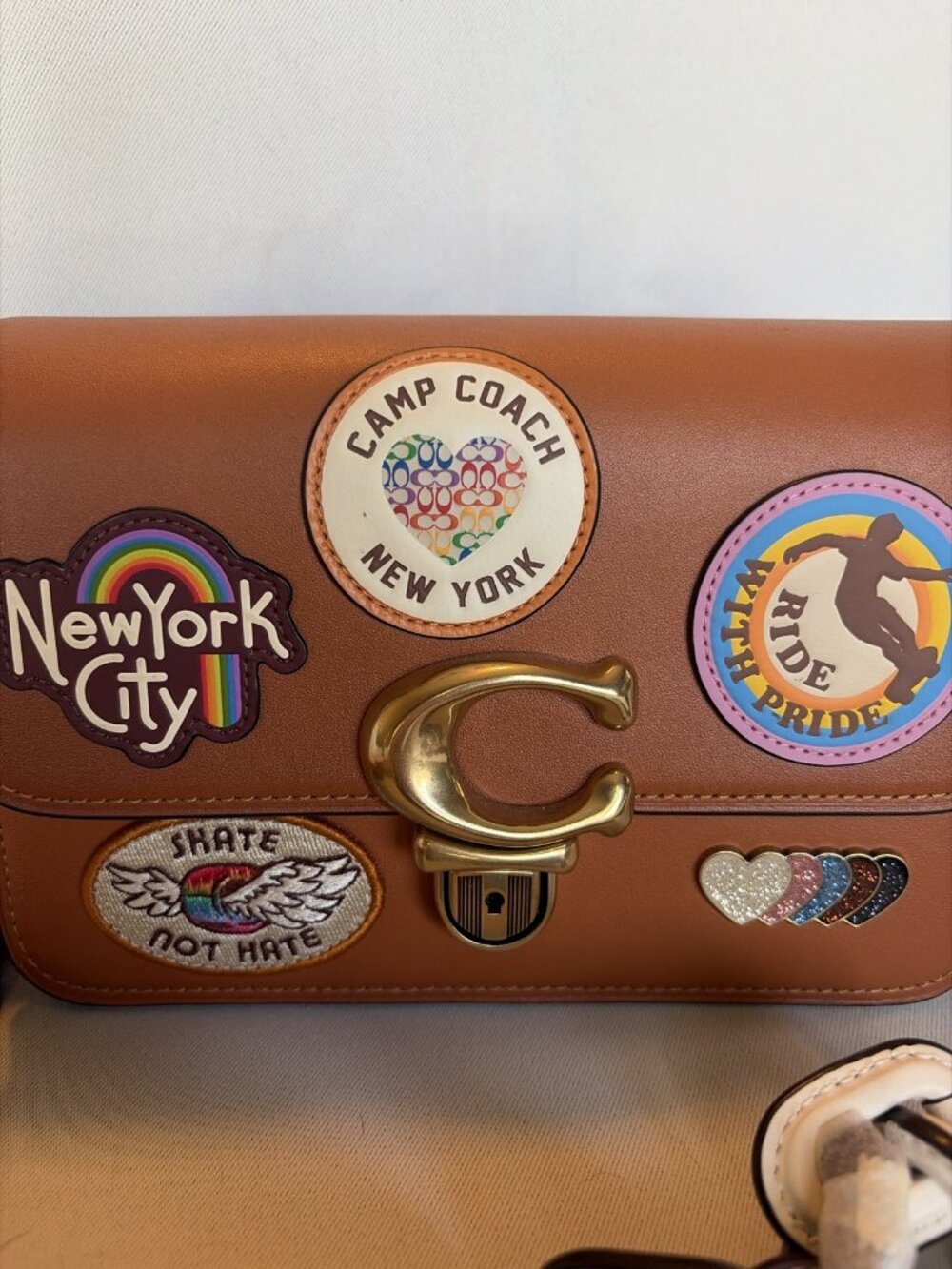 Coach Studio 19 Shoulder Bag Pride 2022 Patches Rainbow Chain Strap - Picture 2 of 8